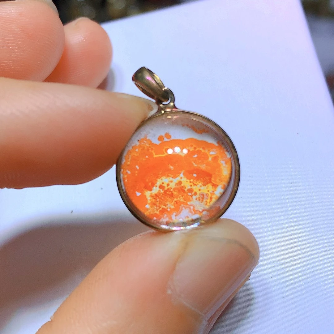 吊坠银S925镀金镶嵌水晶天然水晶