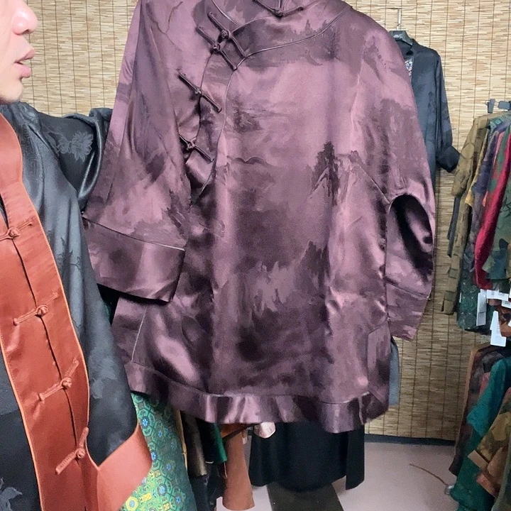 真***）紫檀色中长款富婆衫3XL