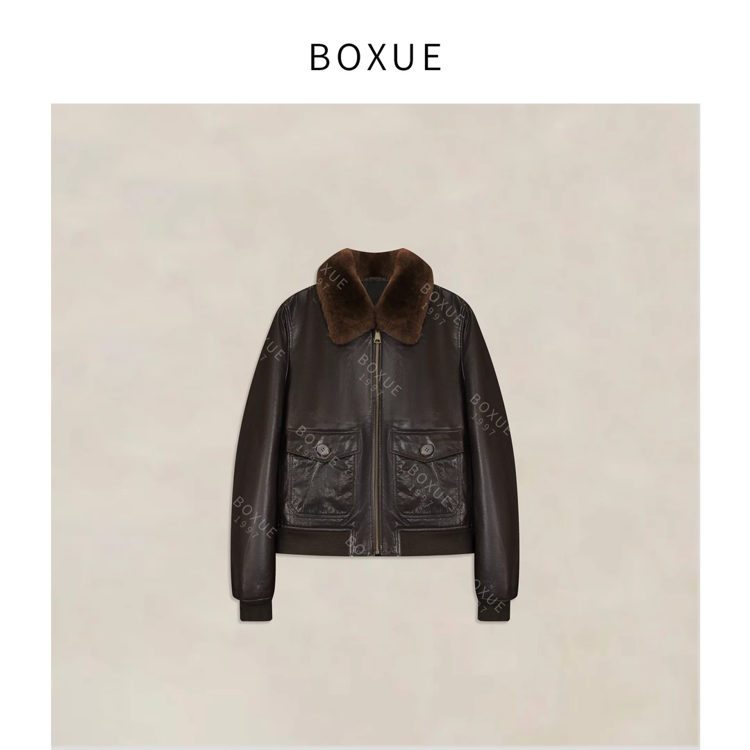 BOXUE“热可可”2025秋冬光影植鞣皮毛一体90白鹅绒服#251027YR6028