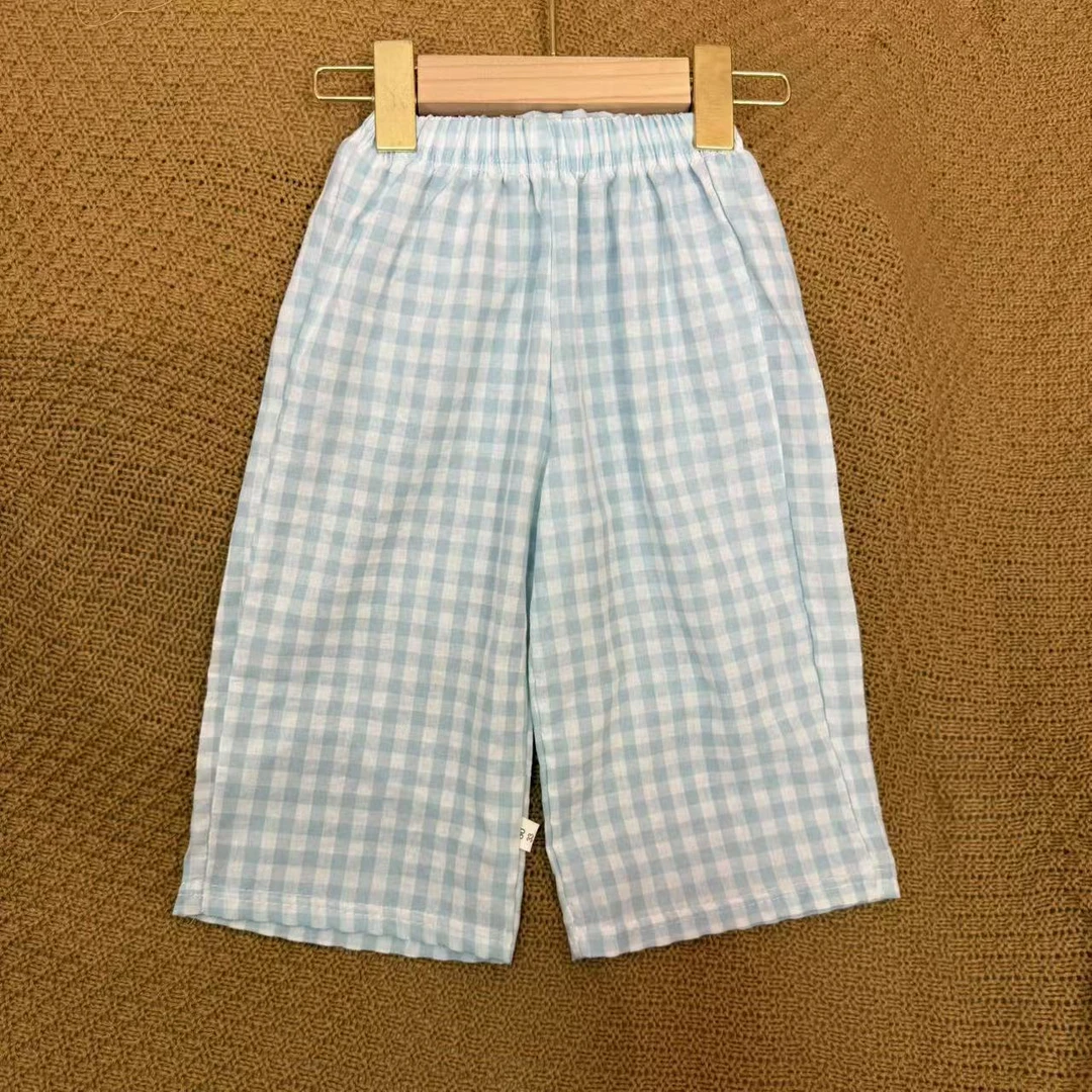 【璟娘家】儿童小童夏季格子裤版型宽松防蚊裤