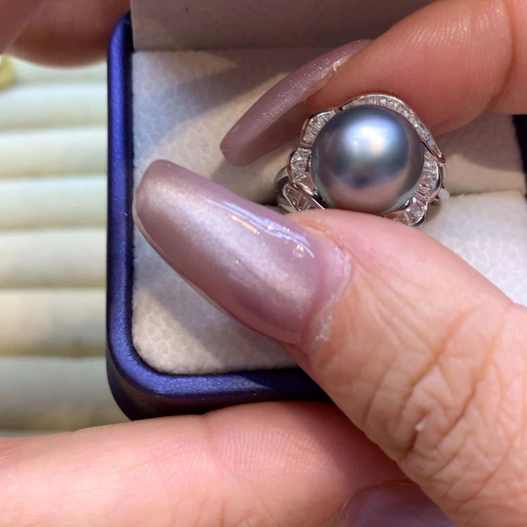 银S925镶嵌戒指海水珍珠