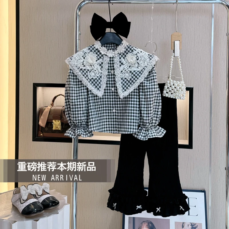 【现货】女童套装秋装2025新款洋气长袖衬衫气质小女孩两件套秋季