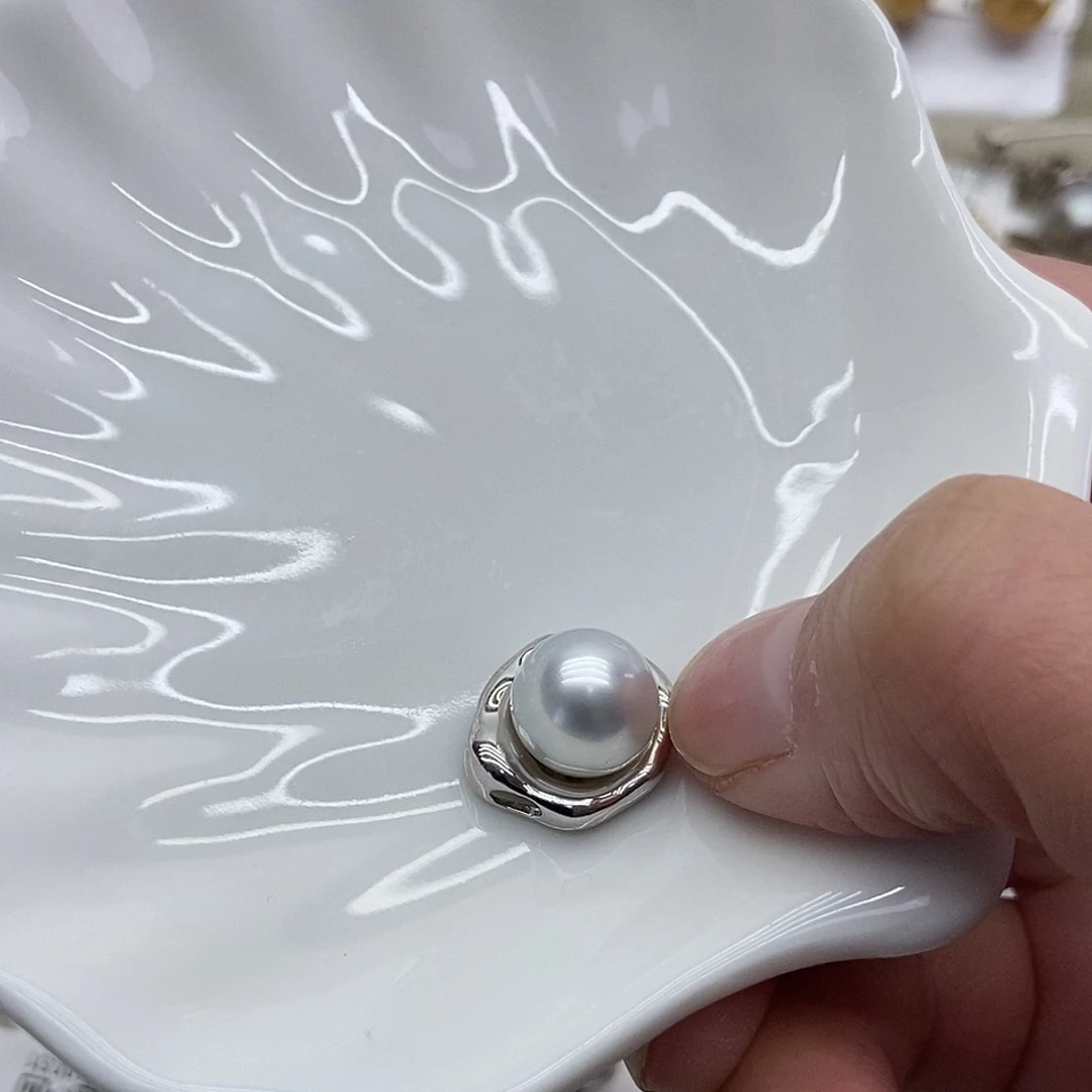银S925镶嵌海水珍珠吊坠(不含链)