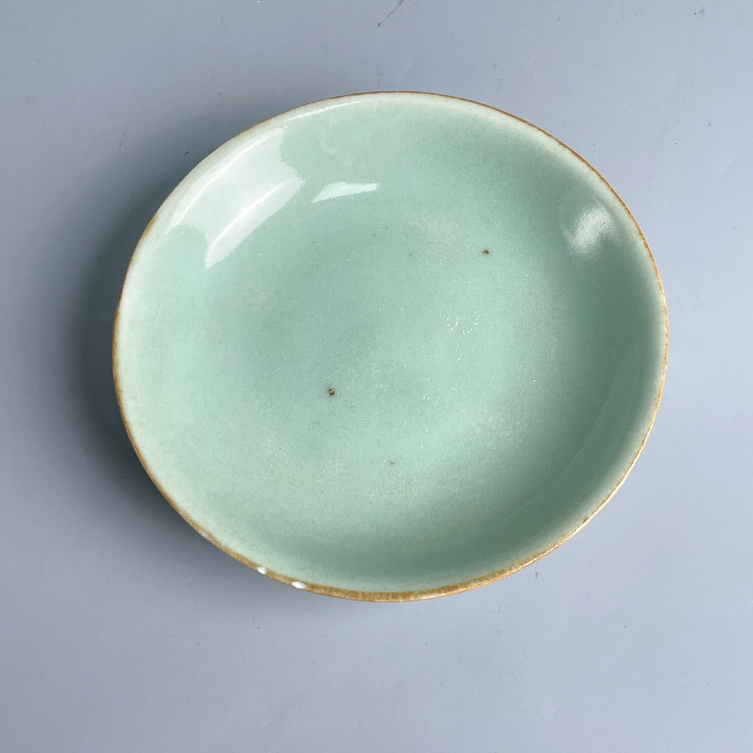 瓷器/古董清嘉庆 豆青釉盘M25DW006C26收藏/文物/绣花张