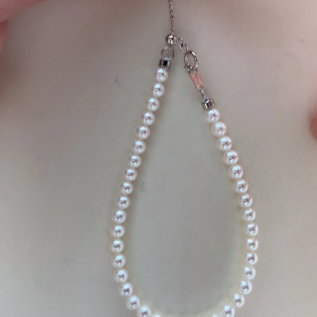 手链淡水珍珠银S925镶嵌4-4.5mm 极光