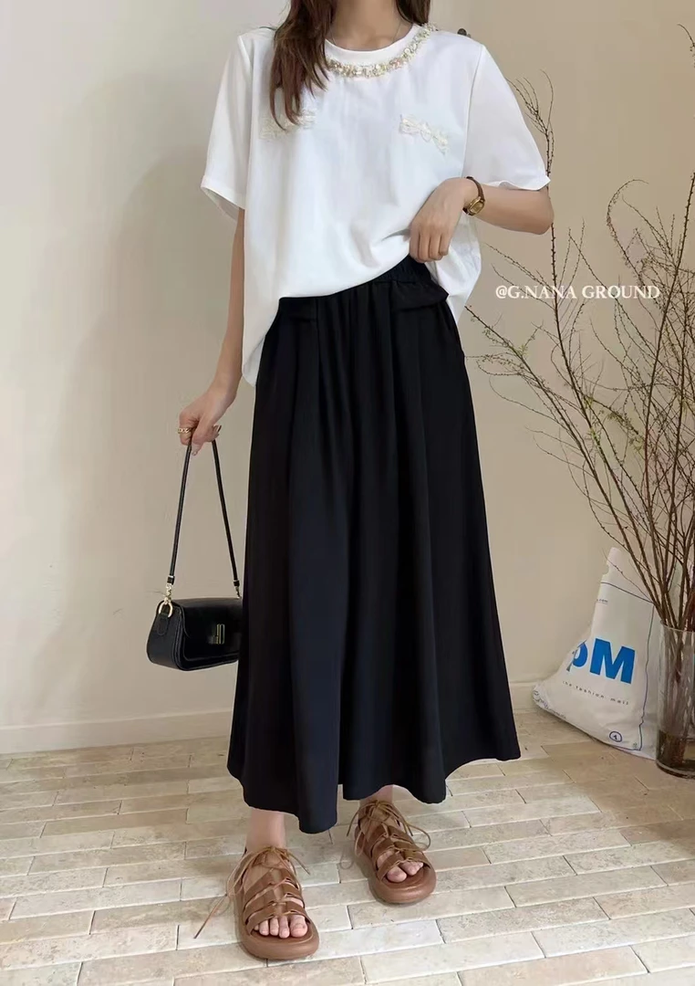 Meiky饼 爆款推荐 花边设计感冰感雪纺休闲裤裙