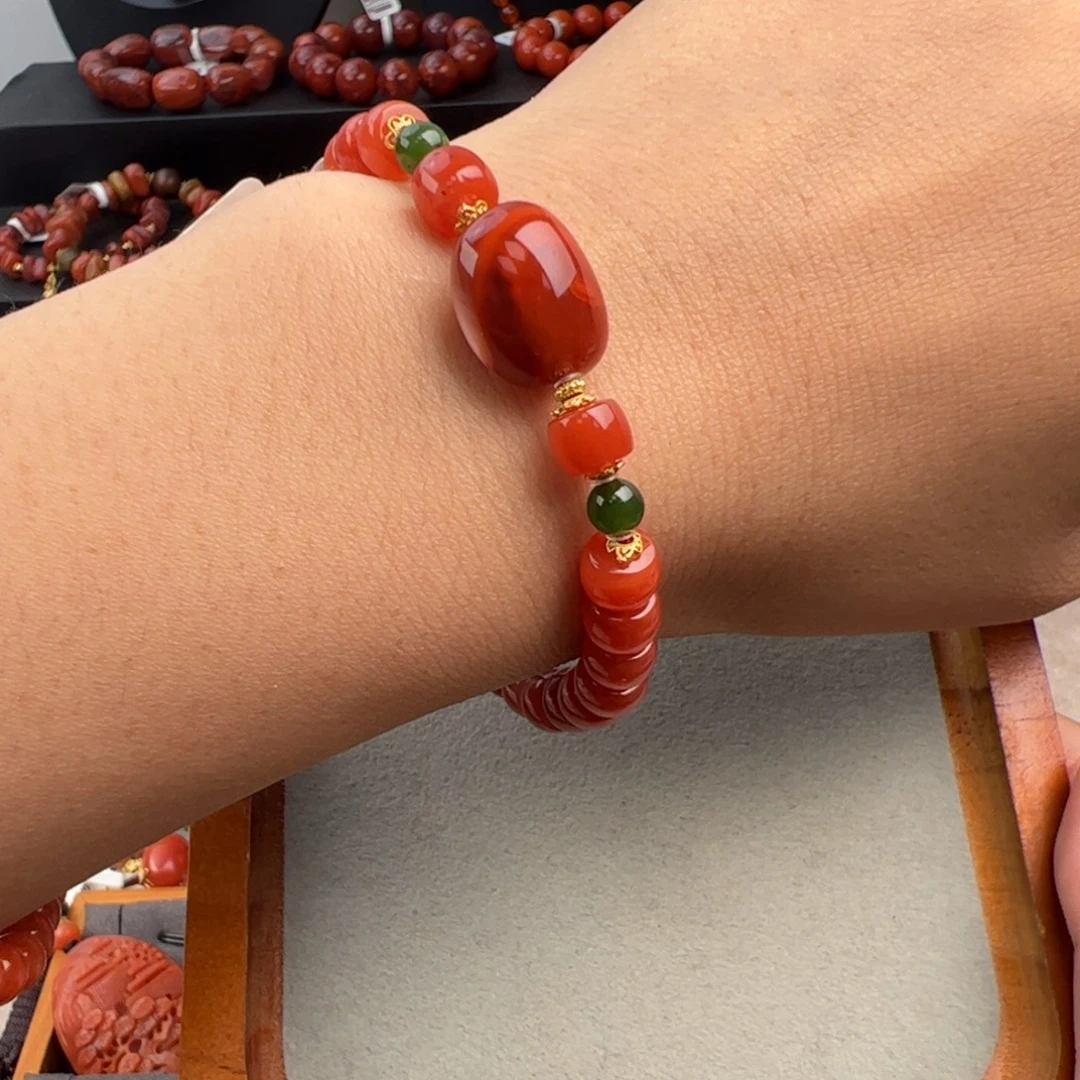 南红玛瑙未镶嵌（直切手串7+）