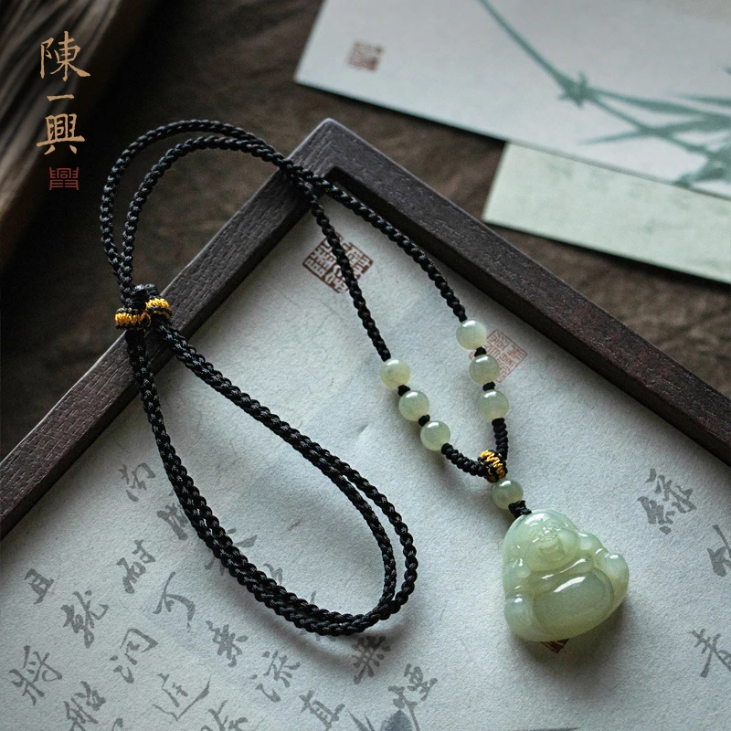 一兴原创天然吊坠女弥勒佛大肚笑佛项链玉佛（多样性发一）