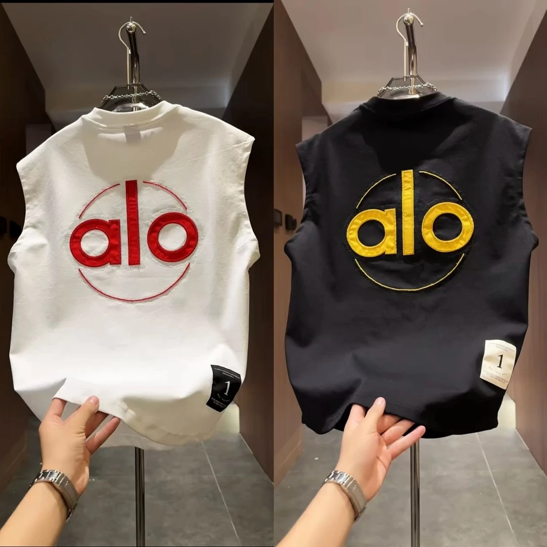 男士夏季立体刺绣字母纯色背心时尚百搭潮流圆领帅气网红坎肩