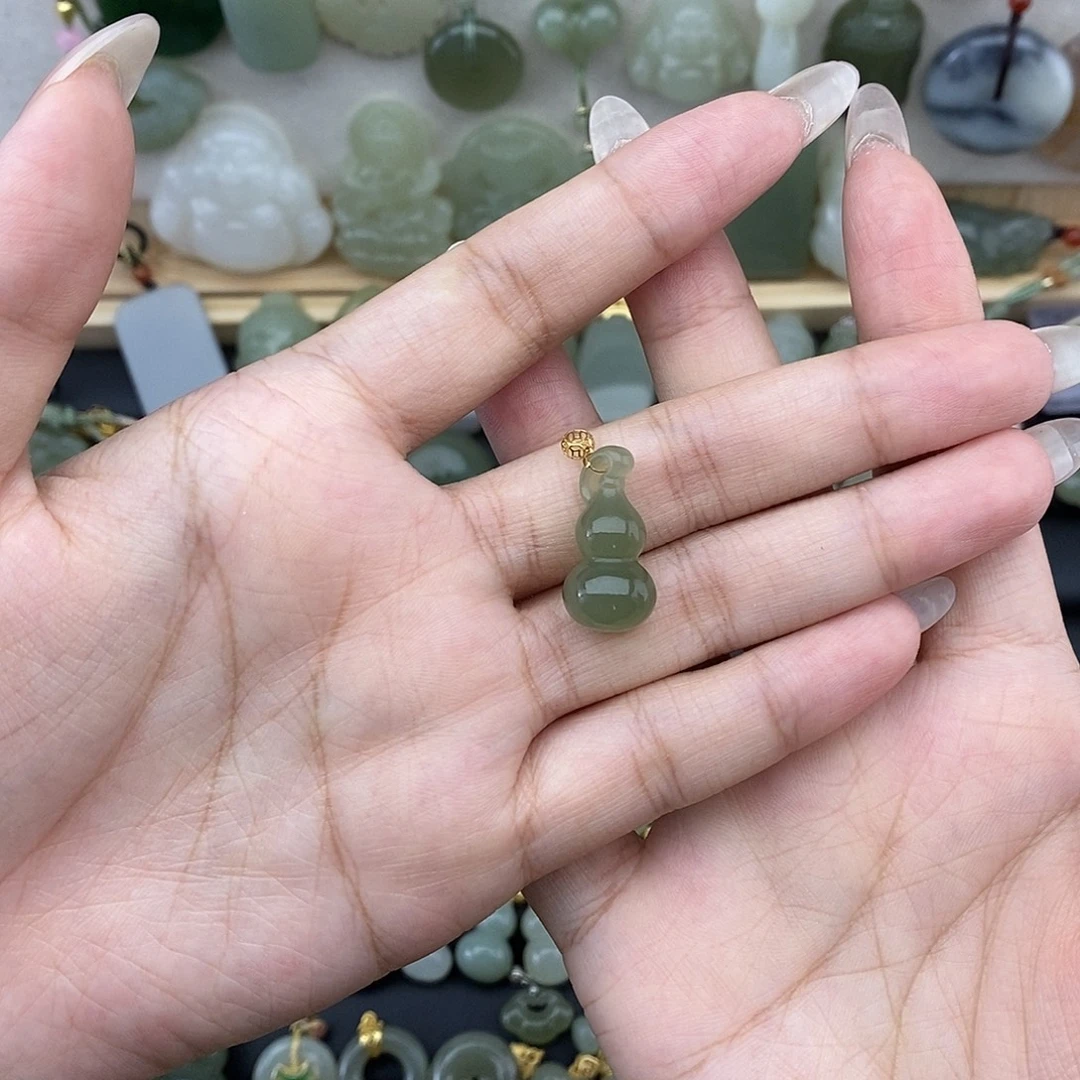 吊坠(不含链)18K金镶嵌和田玉