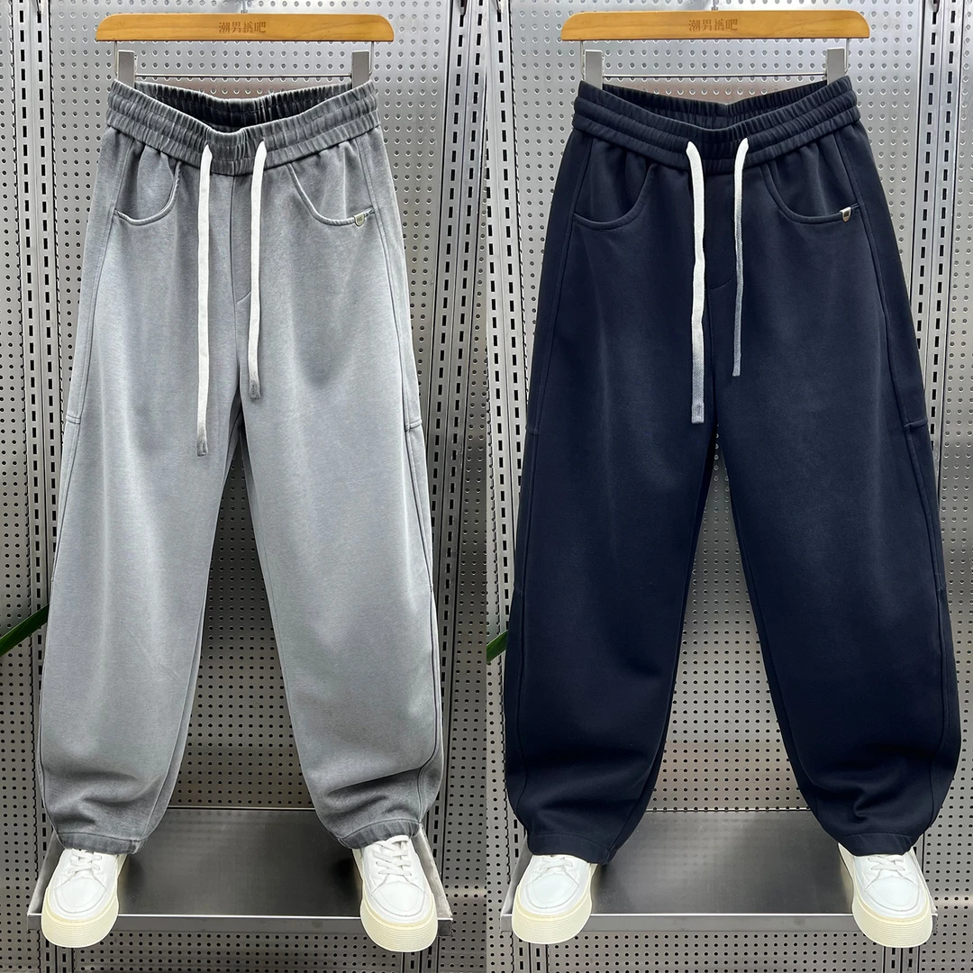 2025秋冬季新款潮流渐变色休闲裤男士潮流痞帅阔腿裤宽松垂感卫裤