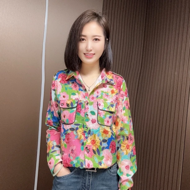 春秋碎花衬衣女宽松长袖休闲百搭薄款打底衬衫上衣
