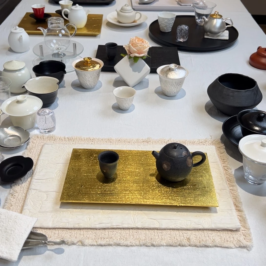 波点茶壶波点杯子金箔小茶盘