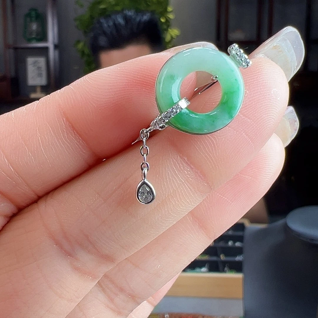 翡翠戒指银S925镶嵌戒指51