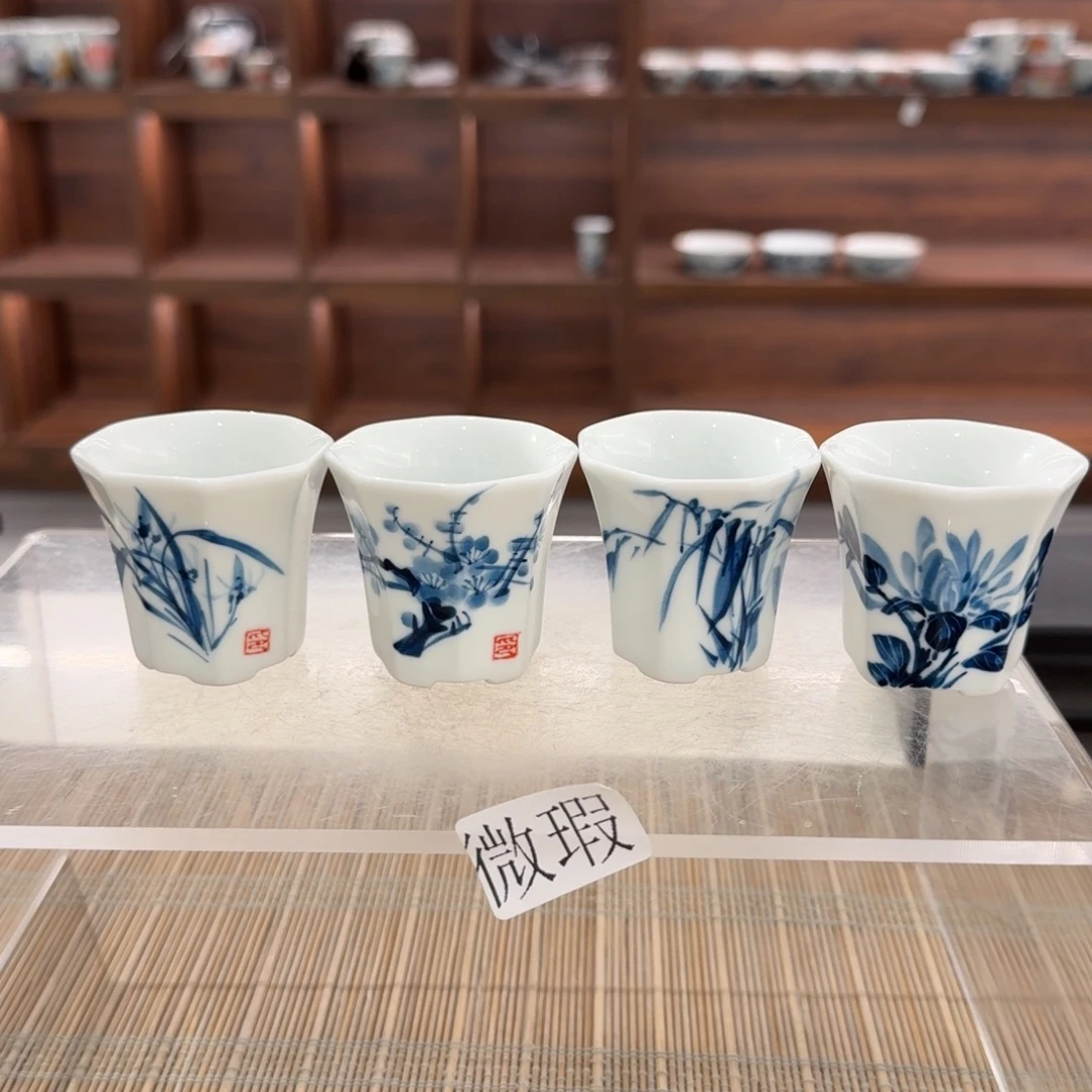 釉下手绘茶具微瑕
