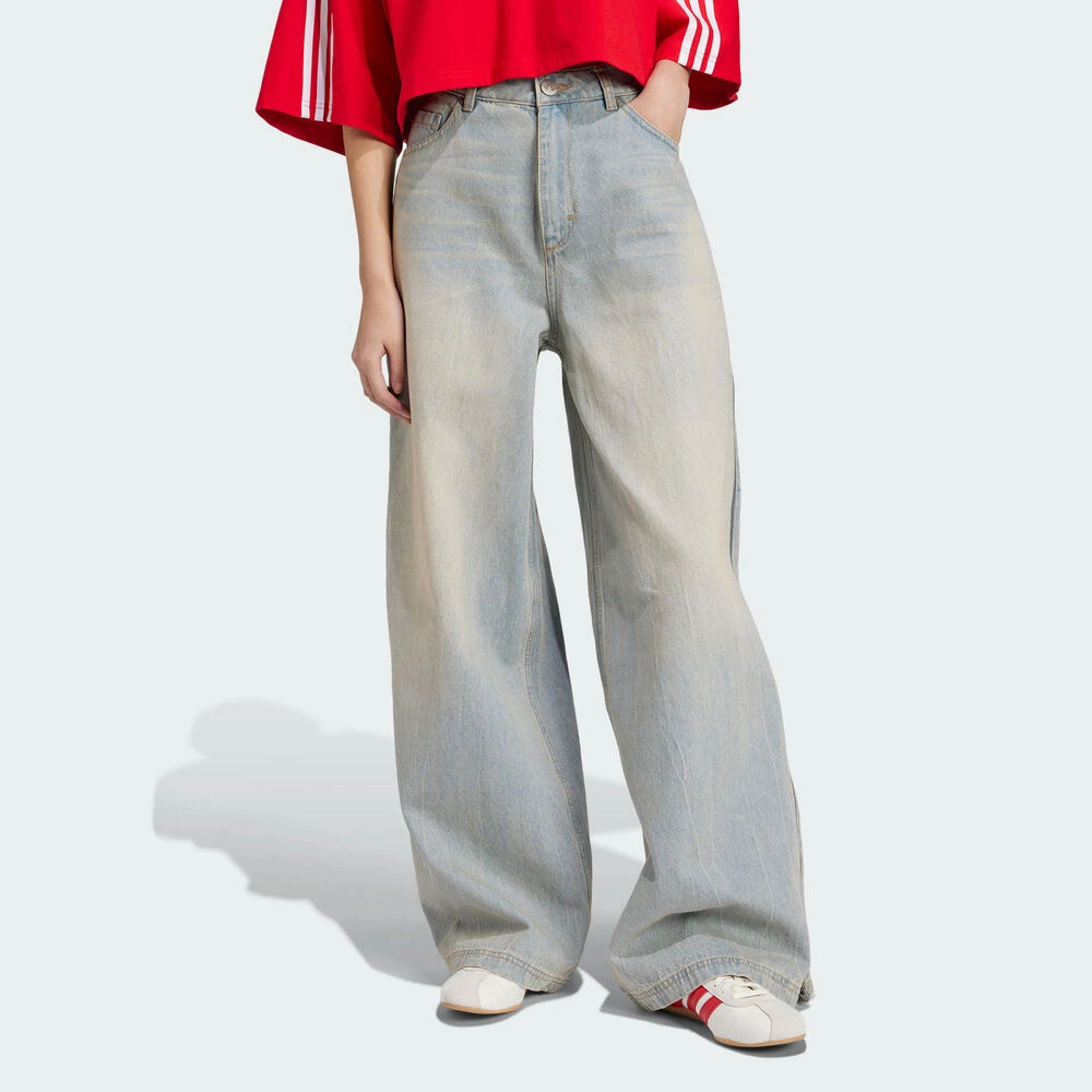 adidas Originals阿迪三叶草2025女DENIM ZIP PANT牛仔长裤JX9210