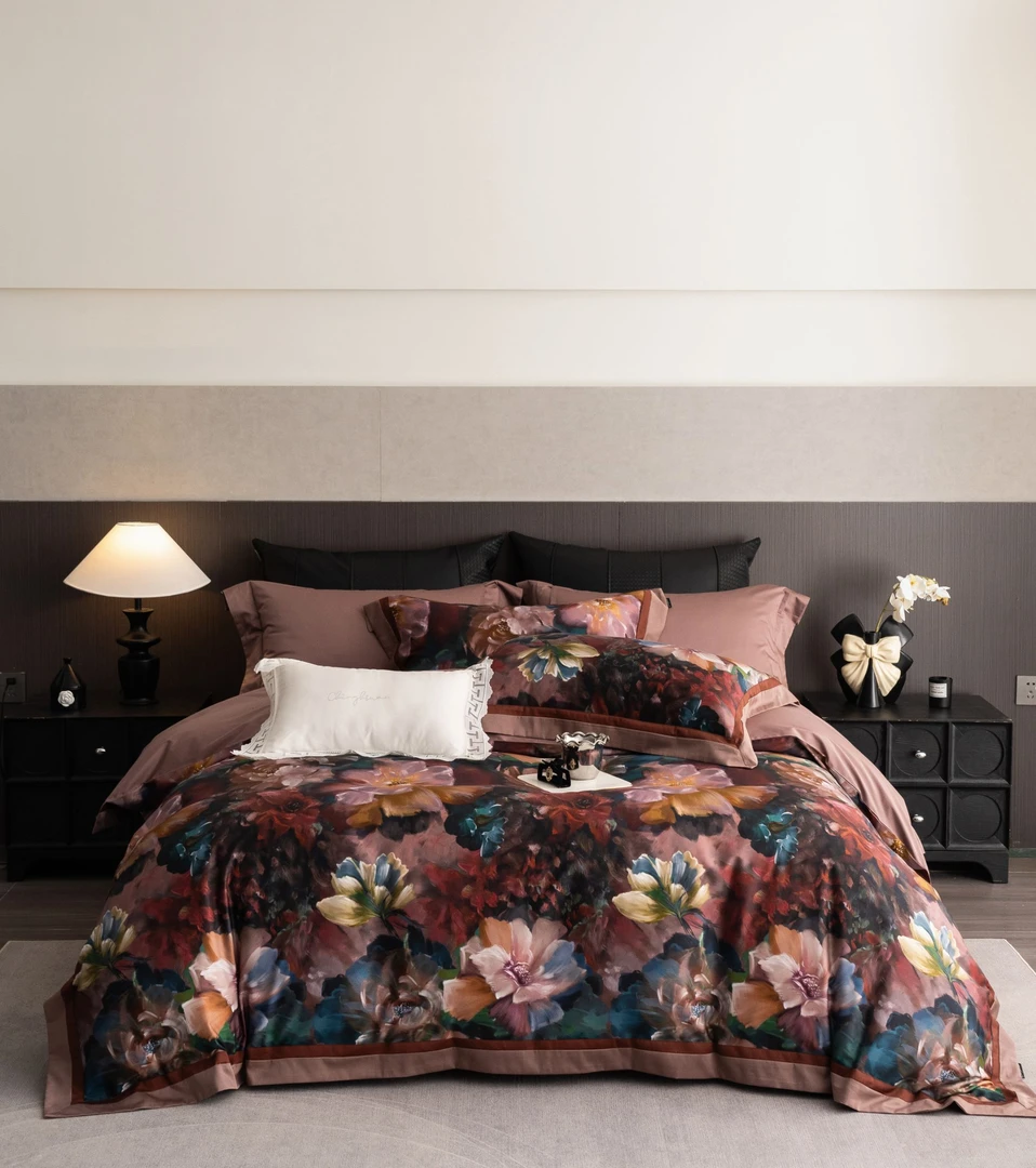 老宋精选-新品全棉四季款【南国情思-橘】数码印花工艺 四件套-1547