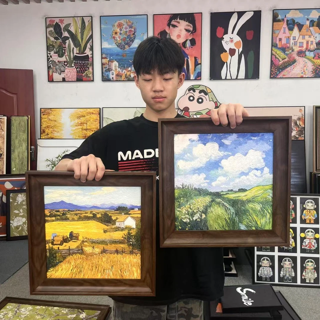 梵高麦浪丰收主题小清新卧室客厅艺术装饰画电视柜摆画4040