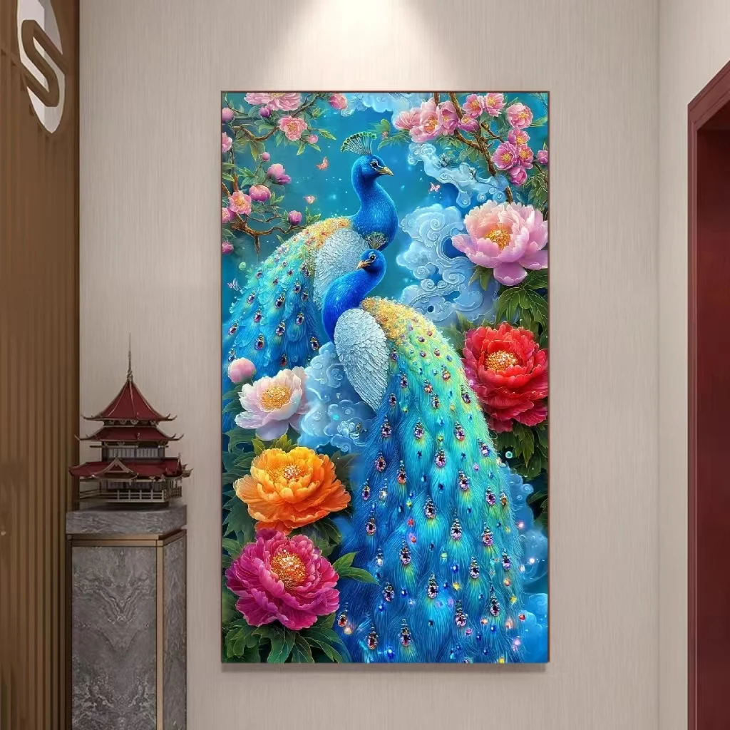 预售定制十字绣原创版权蓝海雀鸣大格60*110没绣的f2070