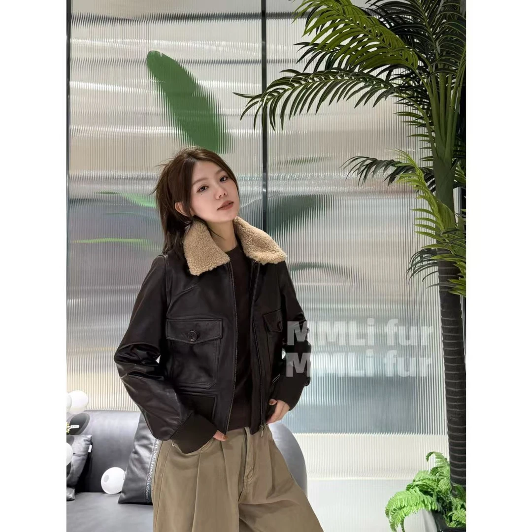 【萌萌里】MMLi CLOTHES｜“转盼流光” 真皮绵羊皮女装外套 mm58812
