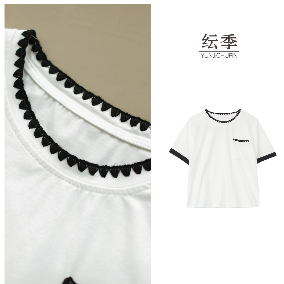 【纭季原创】衣长58 清爽夏季日常居家休闲设计感T恤女D25461