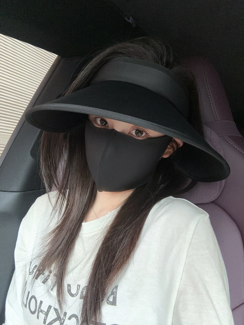 【拍1发4】双面冰丝三层防晒空顶帽夏季大帽檐遮全脸防紫外线骑车