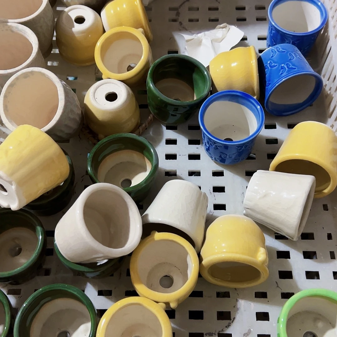 有孔，外贸尾单陶瓷花盆凑单10米包邮随机六个