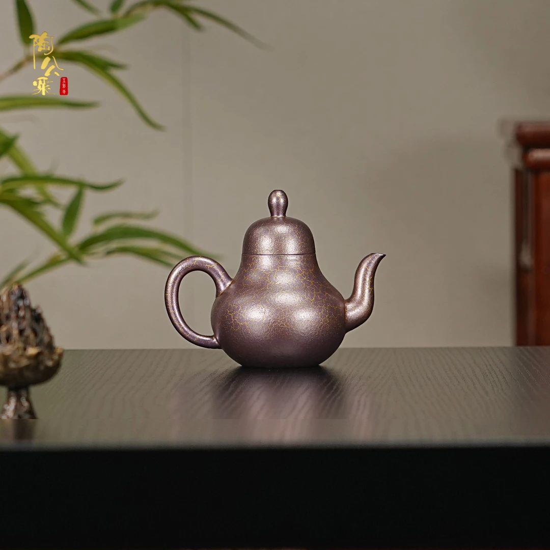 陶公粟原矿纯红降坡贝壳烧《思婷》150cc内推叶手制精美紫砂壶