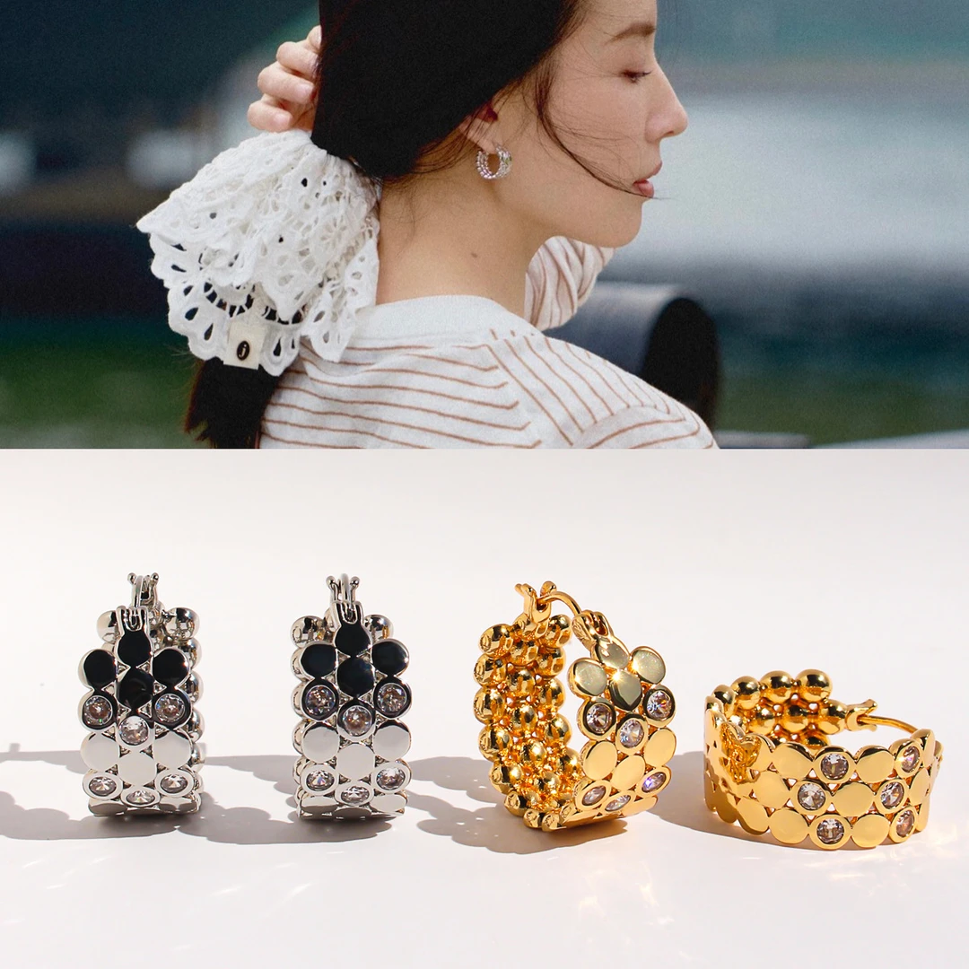 黄铜耳饰 董洁同款耳环轻奢小众圆形耳圈质感精致百搭耳扣耳饰