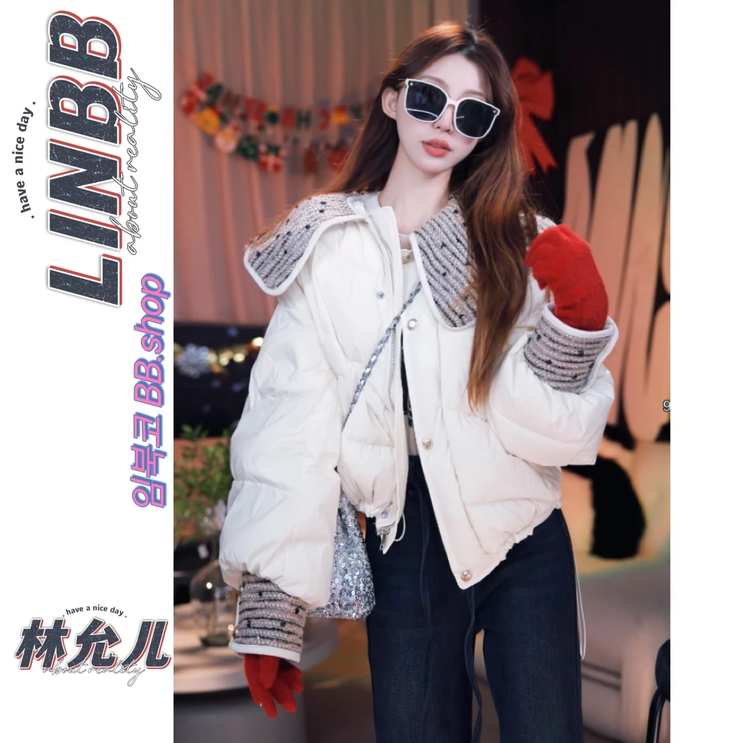林北鼻-【林允儿】韩代东大门手工亮片白鸭绒羽绒服外套