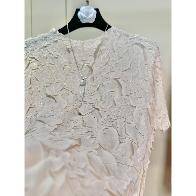 木子轻奢（三宅艺术）·抗皱透气亲肤感显瘦设计师短袖女士上衣1