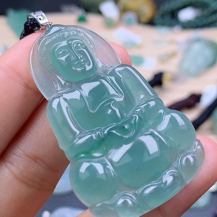 【闪购商品】翡翠颈饰18K金镶嵌千**言翡翠吊坠