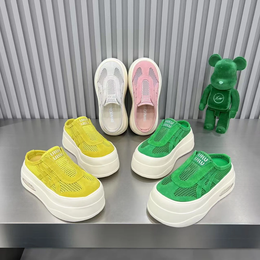时尚百搭休闲潮拖包头拖鞋鞋拖夏季透气夏款厚底网面韩版松糕底