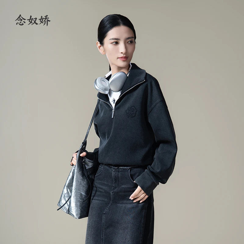 念奴娇长袖卫衣外套女秋2025新款无帽女士宽松慵懒风爆款时尚洋气