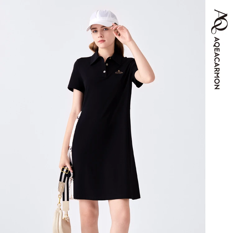雅格上美 春季女士POLO领连衣裙 A24CF69J21