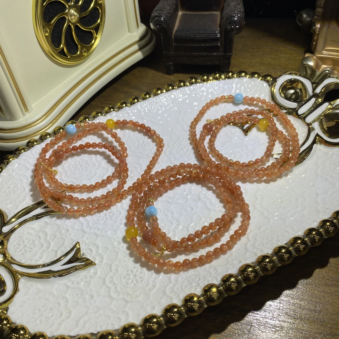 V725-高品质天然金太阳手串多圈设计款-多样性发其一