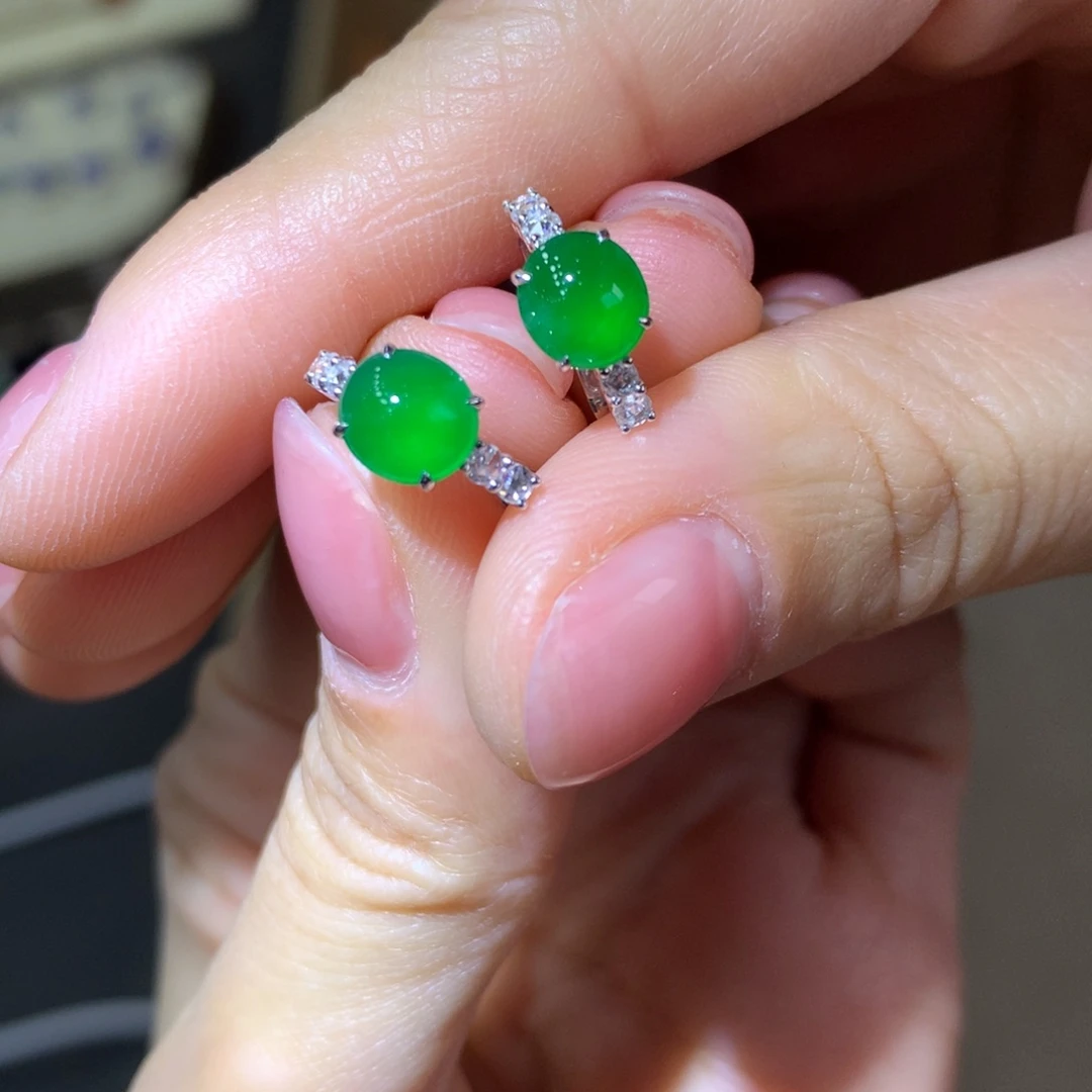 18K金镶嵌翡翠耳饰兵***.不退不换