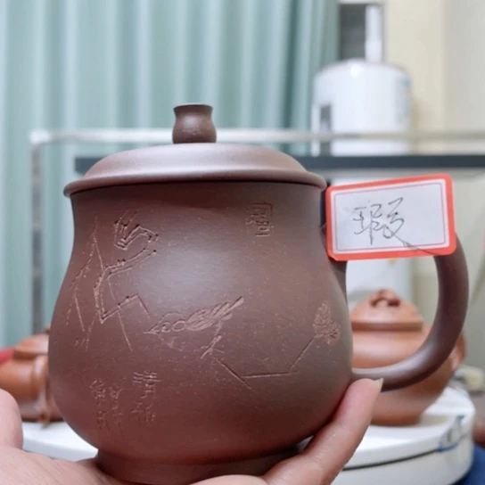 紫砂茶杯紫泥葫芦杯