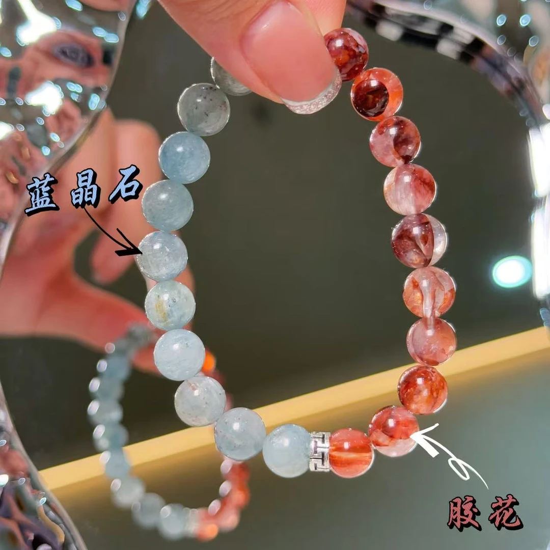 【十六珠宝】藕饼｜胶花蓝晶石8mm设计款LY390多样性发一