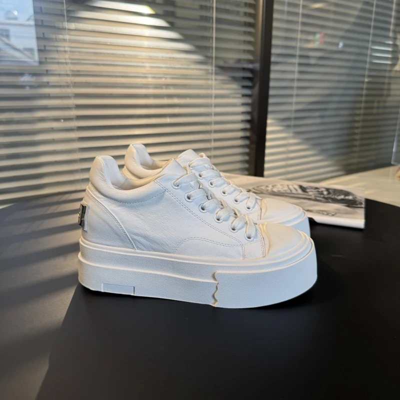 【老罗专属】EM2025春夏厚底内增高系带小白鞋E25AAS078