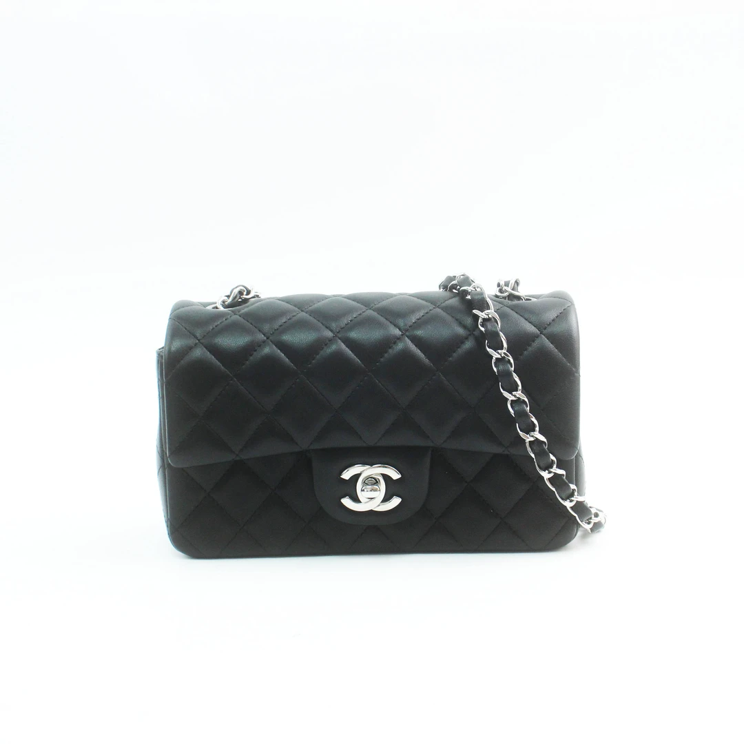 95新 Chanel/香奈儿 78424B 24C黑银cf20大mini单肩斜挎包