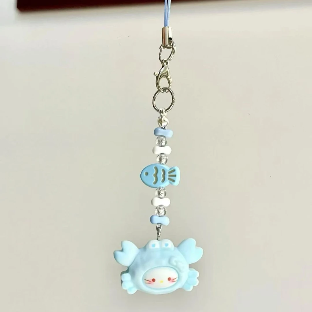 新款可爱卡通螃蟹kitty钥匙扣学生少女饰品挂件闺蜜礼物手机链