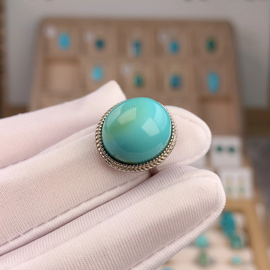 绿松石银S925镶嵌戒指