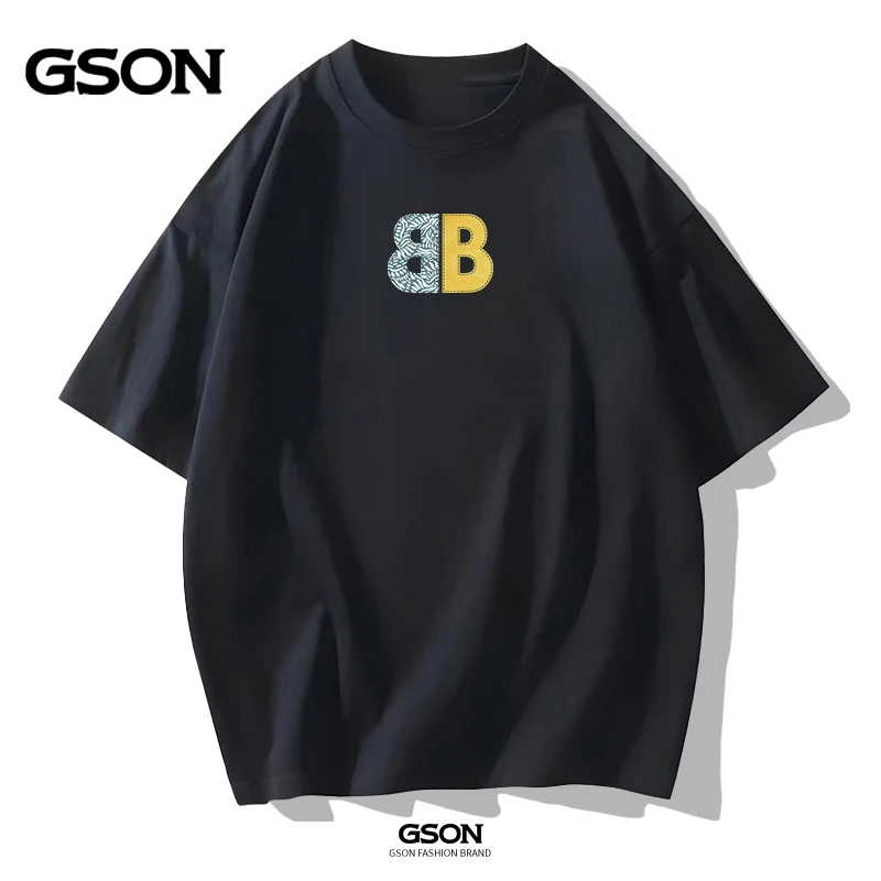 GSON/GSON集团品牌时尚宽松重磅纯棉圆领男女同款T恤WY夏季百搭