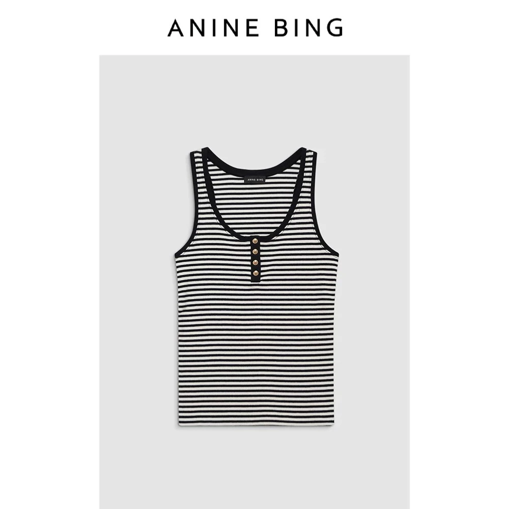 ANINE BING小众设计师品牌25春夏新品条纹四扣背心SOLSOL买手店