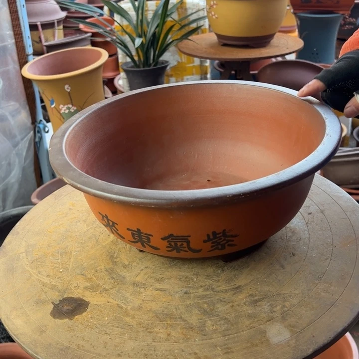 紫砂宜兴紫砂花盆大红