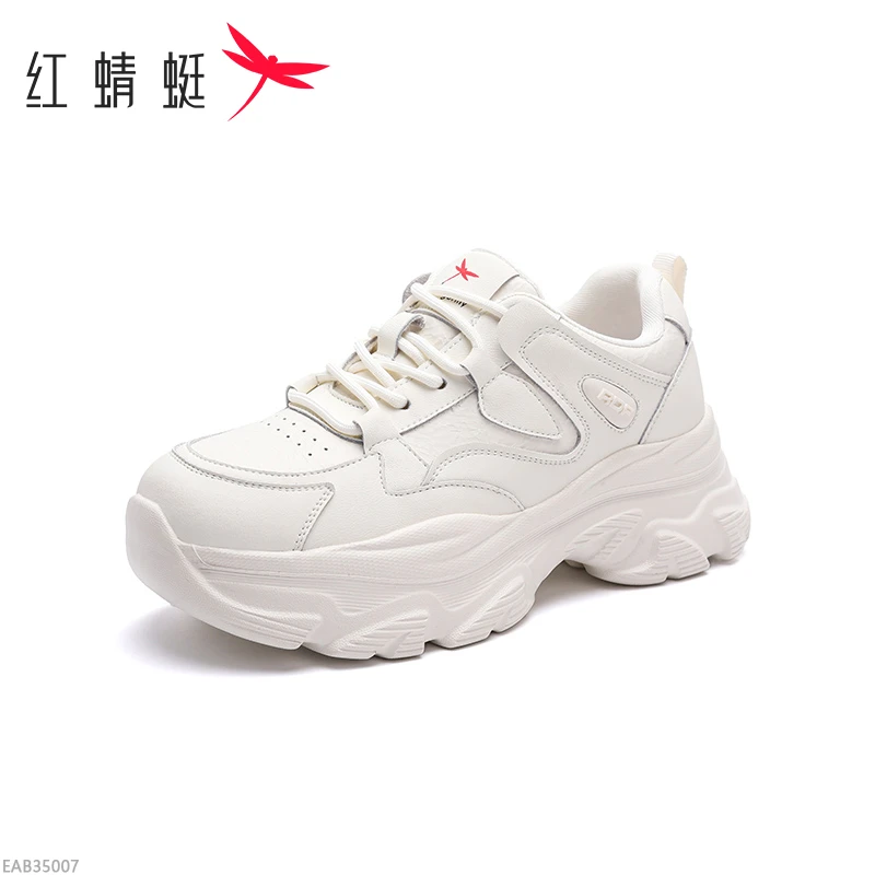红蜻蜓修面皮增高底老爹鞋2025秋季新款透气耐磨时尚百搭休闲鞋L