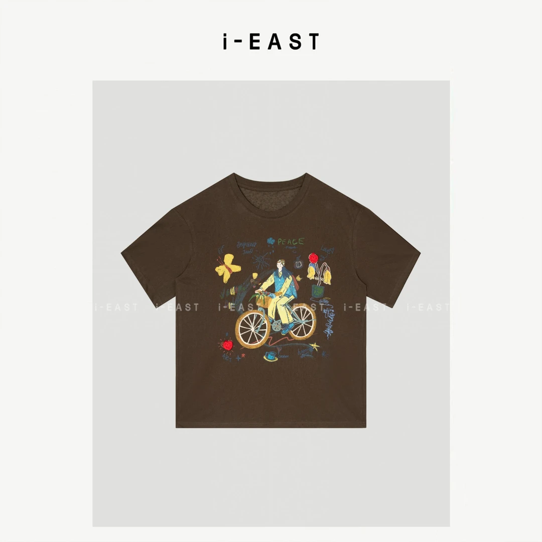 i-EAST QQ 自由如风~卡通图案纯色半袖T恤上衣-5X SY8962