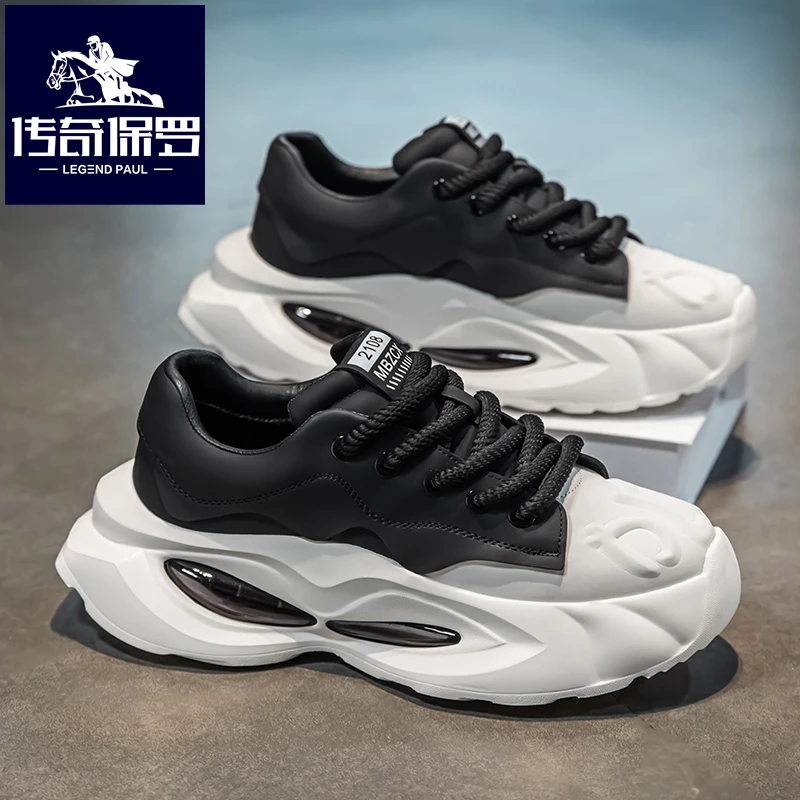 传奇保罗男鞋春季厚底休闲时尚老爹鞋男士小众设计跑步运动潮鞋