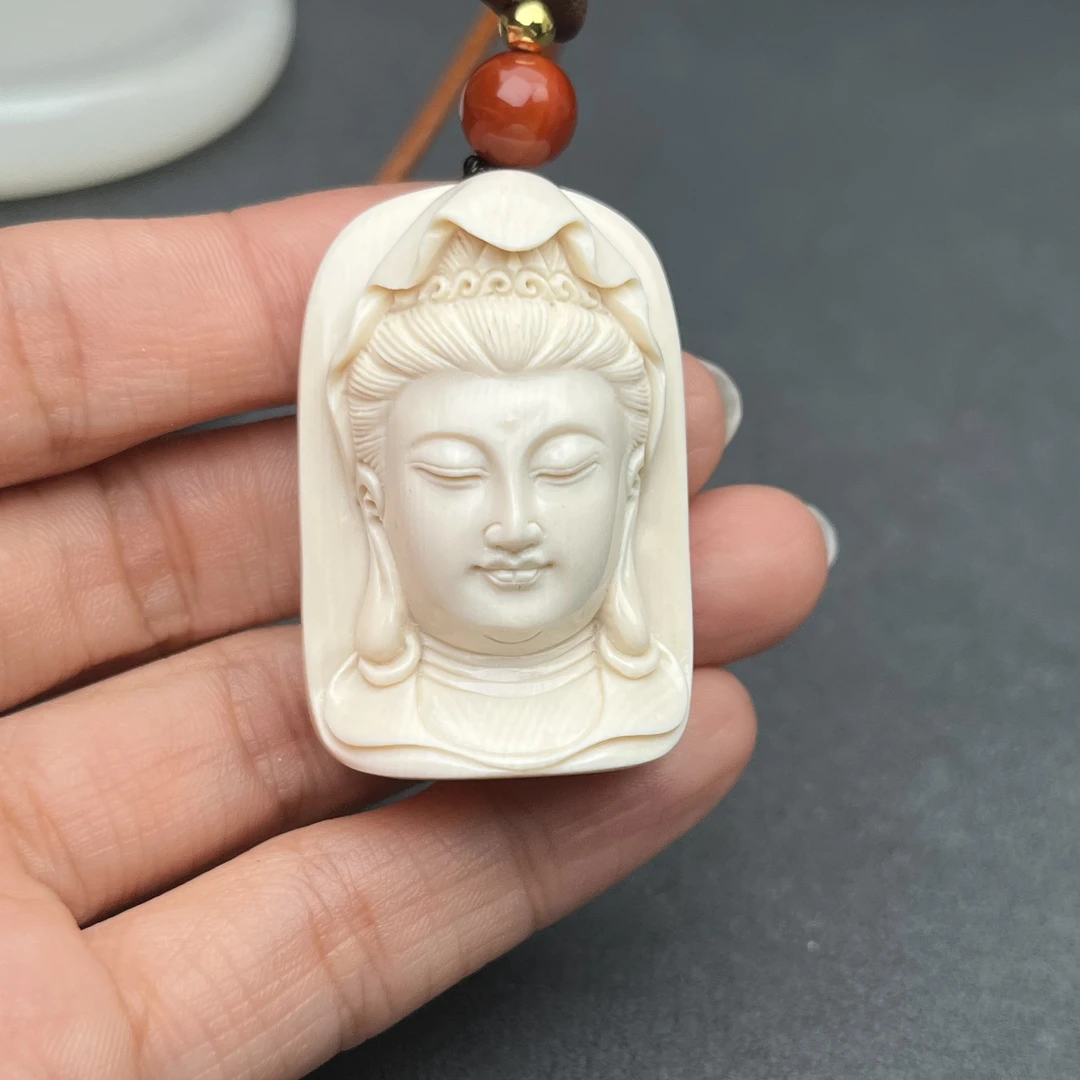 H1331天然猛犸牙 雕刻牌 27*40*17mm支持鉴定 假一罚四